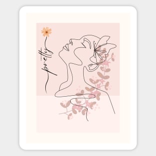 Pretty Girl Line Art Pink Pastel Sticker